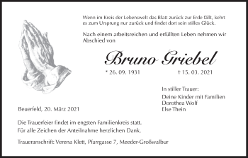 Anzeige von Bruno Griebel von MGO
