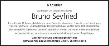 Anzeige von Bruno Seyfried von MGO