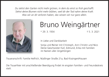 Anzeige von Bruno Weingärtner von MGO