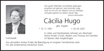 Anzeige von Cäcilia Hugo von MGO
