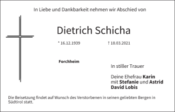 Anzeige von Dietrich Schicha von MGO