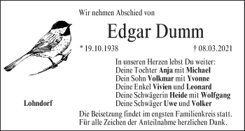 Anzeige von Edgar Dumm von MGO