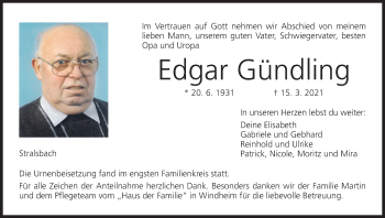 Anzeige von Edgar Gündling von MGO