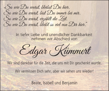 Anzeige von Edgar Kümmert von MGO