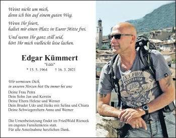 Anzeige von Edgar Kümmert von MGO