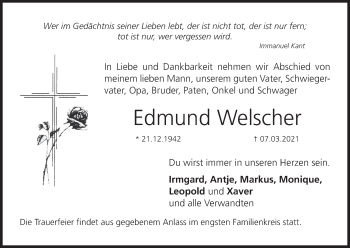 Anzeige von Edmund Welscher von MGO