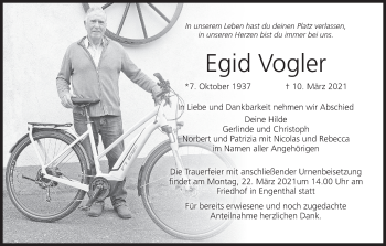 Anzeige von Egid Vogler von MGO