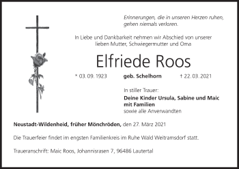 Anzeige von Elfriede Roos von MGO