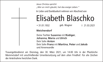 Anzeige von Elisabeth Blaschko von MGO