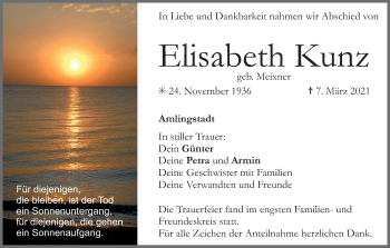 Anzeige von Elisabeth Kunz von MGO