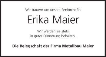 Anzeige von Erika Maier von MGO