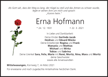 Anzeige von Erna Hofmann von MGO