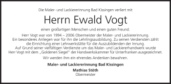 Anzeige von Ewald Vogt von MGO