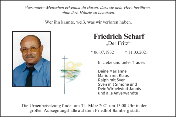 Anzeige von Friedrich Scharf von MGO