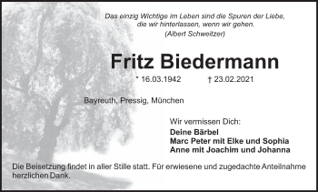 Anzeige von Fritz Biedermann von MGO