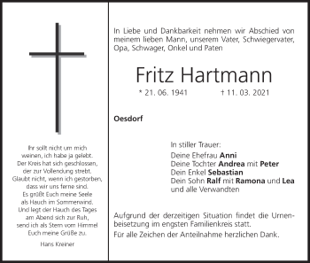 Anzeige von Fritz Hartmann von MGO