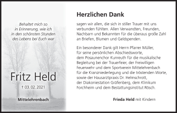 Anzeige von Fritz Held von MGO