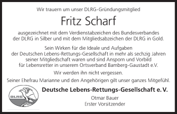 Anzeige von Fritz Scharf von MGO