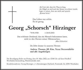 Anzeige von Georg Hirzinger von MGO