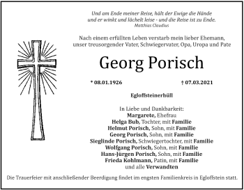 Anzeige von Georg Porisch von MGO
