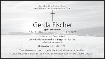 Anzeige von Gerda Fischer von MGO