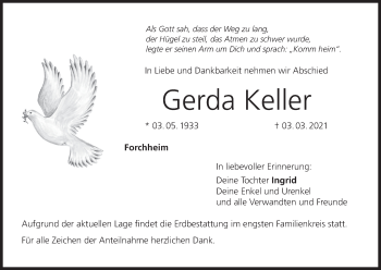 Anzeige von Gerda Keller von MGO