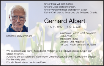 Anzeige von Gerhard Albert von MGO