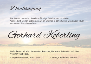 Anzeige von Gerhard Köberling von MGO