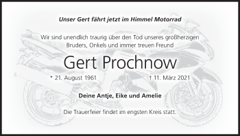 Anzeige von Gert Prochnow von MGO