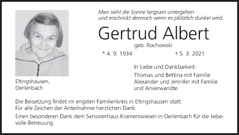 Anzeige von Gertrud Albert von MGO