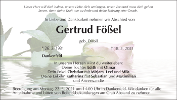 Anzeige von Gertrud Fößel von MGO