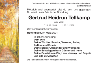 Anzeige von Gertrud Heidrun Teilkamp von MGO