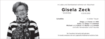 Anzeige von Gisela Zeck von MGO