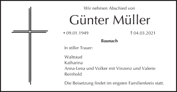 Anzeige von Günter Müller von MGO