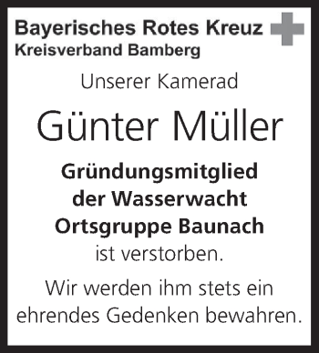 Anzeige von Günter Müller von MGO