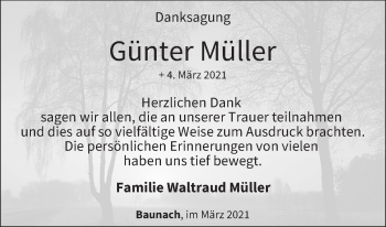 Anzeige von Günter Müller von MGO