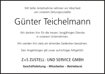 Anzeige von Günter Teichelmann von MGO