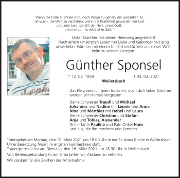 Anzeige von Günther Sponsel von MGO