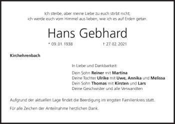 Anzeige von Hans Gebhard von MGO