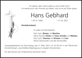 Anzeige von Hans Gebhard von MGO