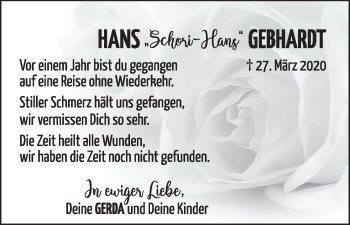 Anzeige von Hans Gebhardt von MGO