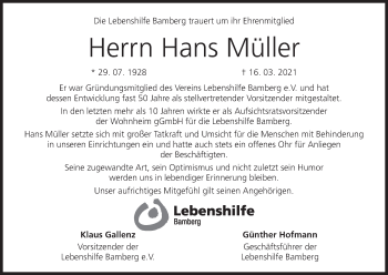 Anzeige von Hans Müller von MGO