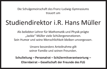 Anzeige von Hans Müller von MGO