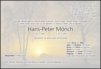 Anzeige von Hans-Peter Mönch von MGO