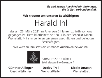 Anzeige von Harald Ihl von MGO