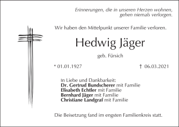 Anzeige von Hedwig Jäger von MGO