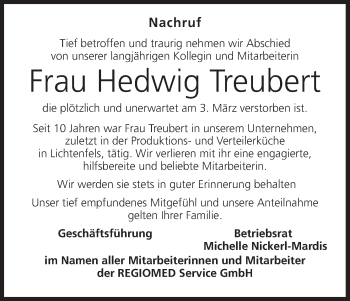 Anzeige von Hedwig Treubert von MGO