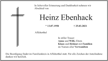 Anzeige von Heinz Ebenhack von MGO