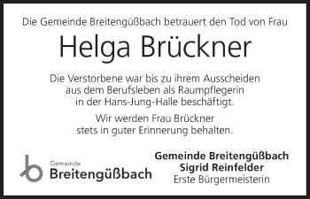 Anzeige von Helga Brückner von MGO
