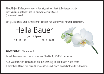 Anzeige von Hella Bauer von MGO